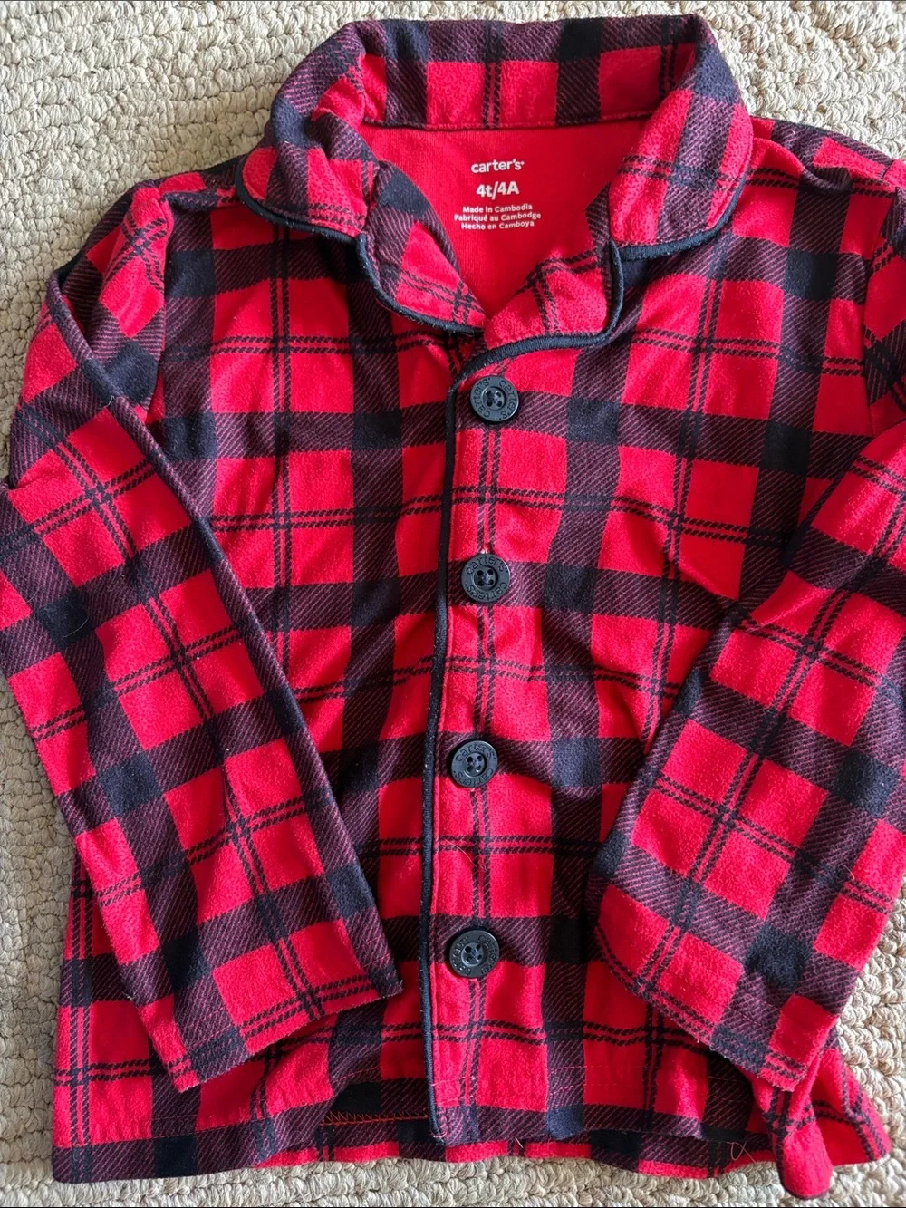 Carter's Red and Black Plaid Kids Pajama Set